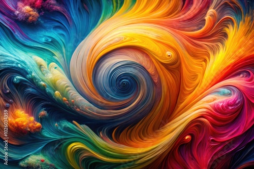 Dynamic swirls of vibrant colors crafted with generative AI on canvas, embodying an energetic painting process rich in artistic expression and movement.