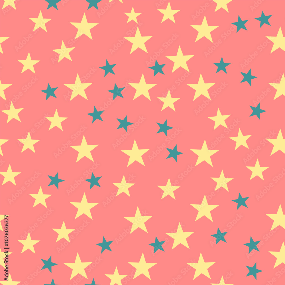 Seamless Pattern of Stars on Pink Background. Seamless Pattern of Stars on Pink Background.
