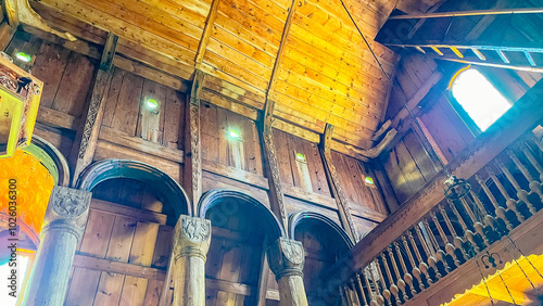 Obraz na płótnie Die älteste Stabkirche in Norwegen - Urnes w salonie