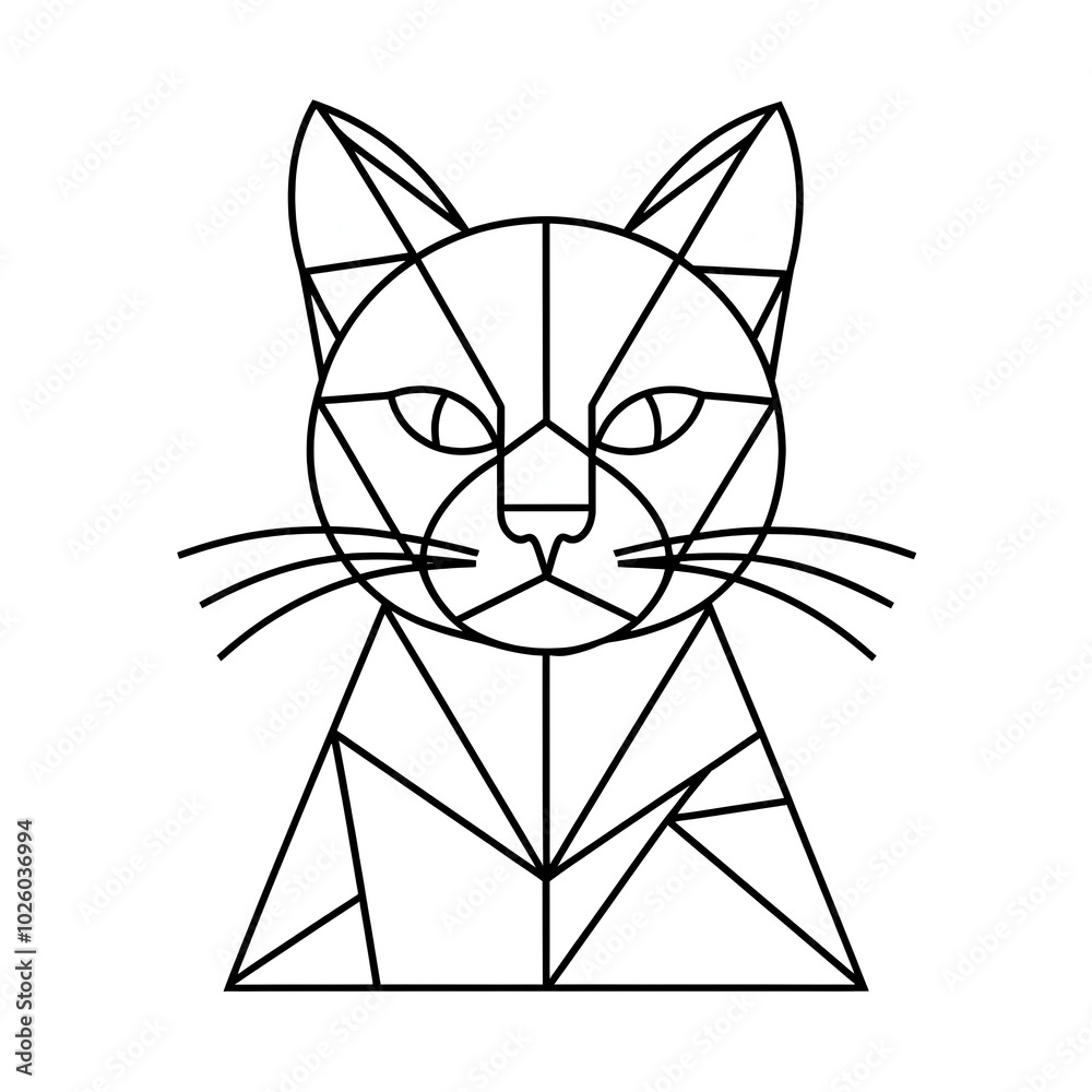 Fototapeta premium Geometrical cat, a minimalist cat