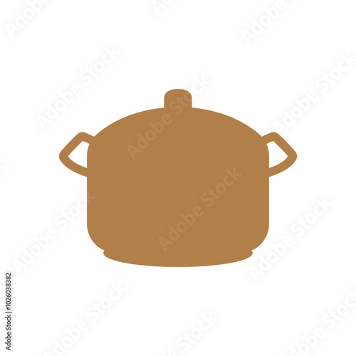 Boiling pot silhouette icon. Cooking ware flat design