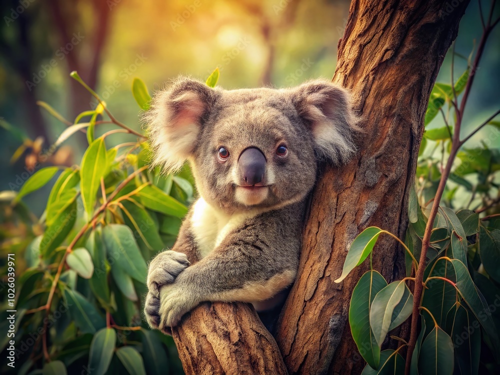 Fototapeta premium Vintage Koala Bear Symbolism: Nature's Gentle Spirit in Photography