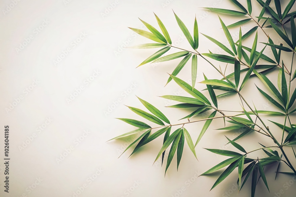 Fototapeta premium Vintage Style Bamboo Leaves Isolated on White Background for Natural Aesthetic and Minimalist Design