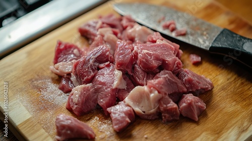 Preparing Fat, Cutting Fat into Small Pieces, Cooking Preparation, Butcher Work, Food Preparation Process, Fresh Fat, Cooking Ingredients photo