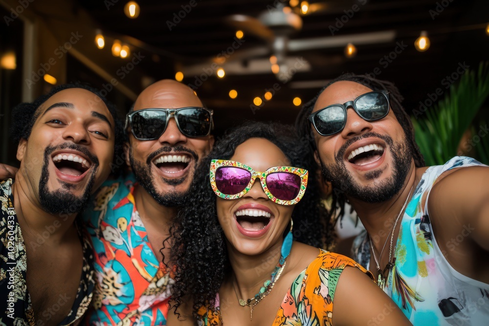 a group of 4 people having fun partying a group of 4 people having fun partying