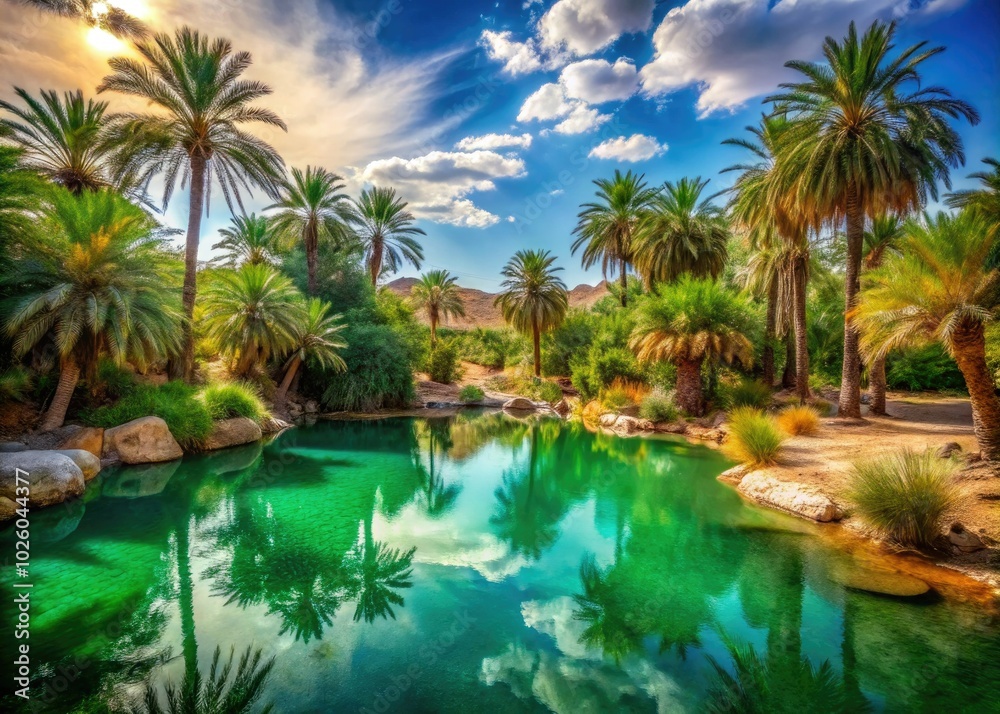 emerald-green waters embraced by verdant palm trees and rich nature, offering a perfect escape and serene atmosphere. emerald-green waters embraced by verdant palm trees and rich nature, offering a perfect escape and serene atmosphere.