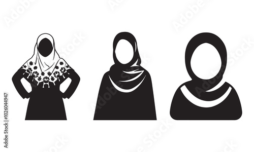 Hijab Silhouette for Muslim Islamic icon