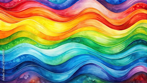 Enhance your home decor with this lively watercolor rainbow waves abstract art print, perfect for sparking creativity and brightening any space with its vibrant energy.