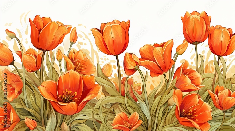 A vibrant tapestry of orange blossoms, each petal a brushstroke of nature's artistry, against a backdrop of soft, textured swirls. A vibrant tapestry of orange blossoms, each petal a brushstroke of nature's artistry, against a backdrop of soft, textured swirls.