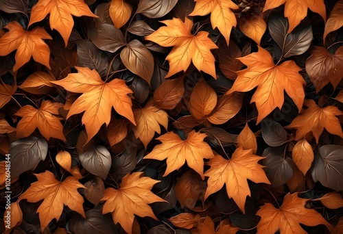 Autumn abstract background with golden leaves and warm seasonal colors in an art deco style