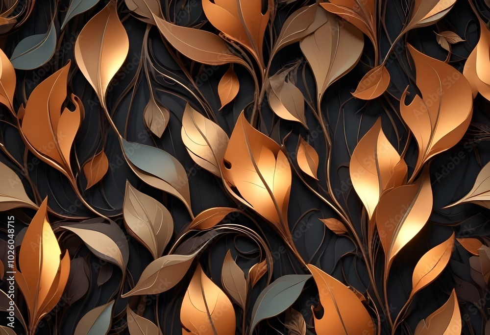 Autumn abstract background with golden leaves and warm seasonal colors in an art deco style Autumn abstract background with golden leaves and warm seasonal colors in an art deco style