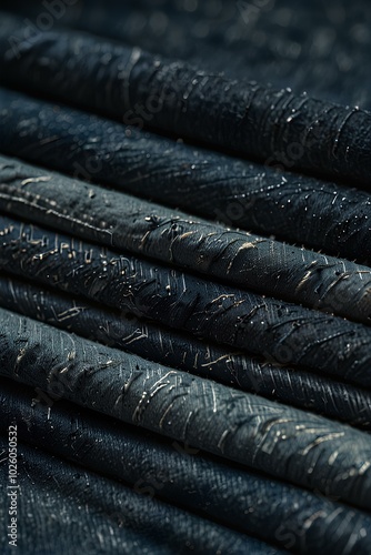 Close-Up of Sustainable Fashion Fabrics: Organic Cotton and Recycled Denim photo