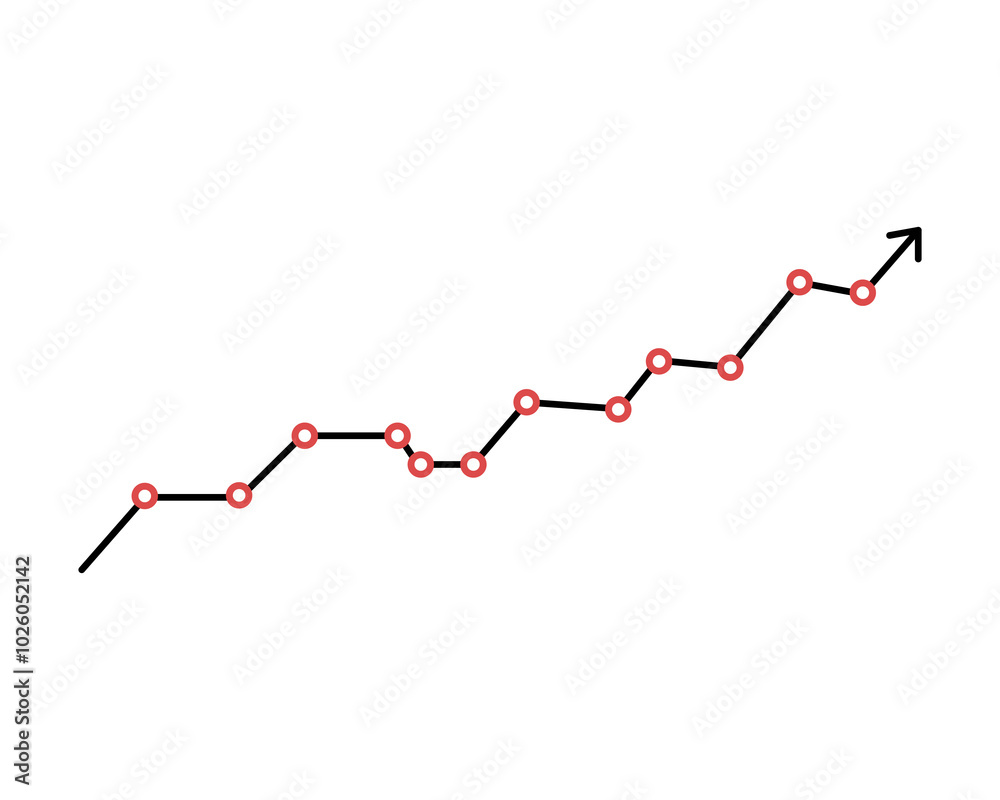 Arrow with dots. Arrow up, graph. Simple flat vector illustration.