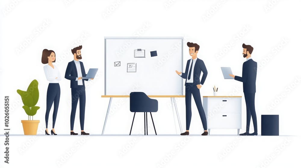Business Meeting Illustration with Colleagues Business Meeting Illustration with Colleagues