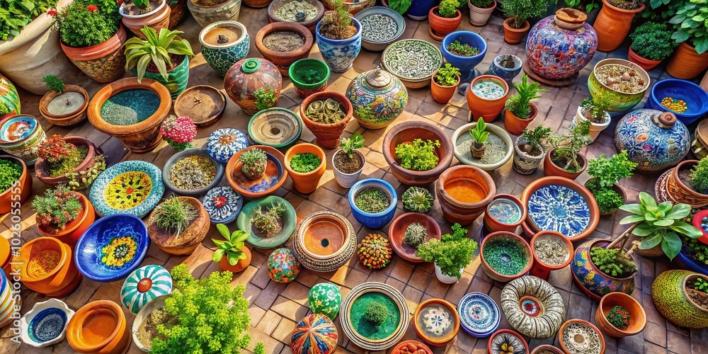 Aerial View of Vibrant Pot Drawings in Urban Art Spaces Aerial View of Vibrant Pot Drawings in Urban Art Spaces