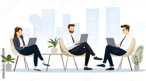 Modern Business Team Collaboration Illustration