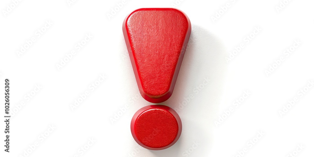 Eye-Catching Bright Red Exclamation Sign on a Clean White Background, Designed to Capture Attention and Stress Importance, Perfect for Highlighting Key Information. Eye-Catching Bright Red Exclamation Sign on a Clean White Background, Designed to Capture Attention and Stress Importance, Perfect for Highlighting Key Information.