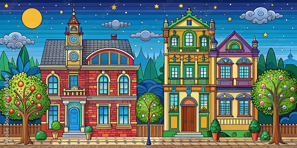 Naklejka premium Architectural Differences Task Coloring Page for Creative Learning