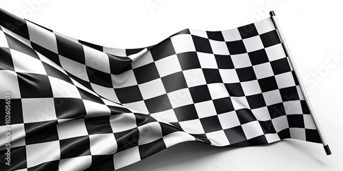 Featuring a bold black and white checkered racing flag on a clean white backdrop, this layout provides ample design space for customization and impactful messaging. photo