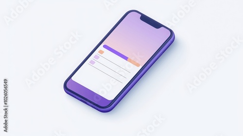 A modern smartphone in purple, displaying a calendar app against a gradient background.