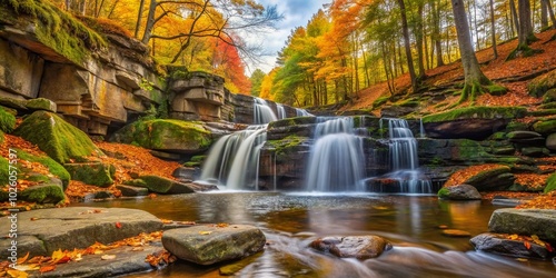 Autumn Cascade Falls in Nelson Ledges State Park - Scenic Nature Photography photo