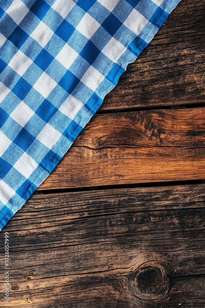 Top view of a rustic table with cloth on it. Top view of a rustic table with cloth on it.