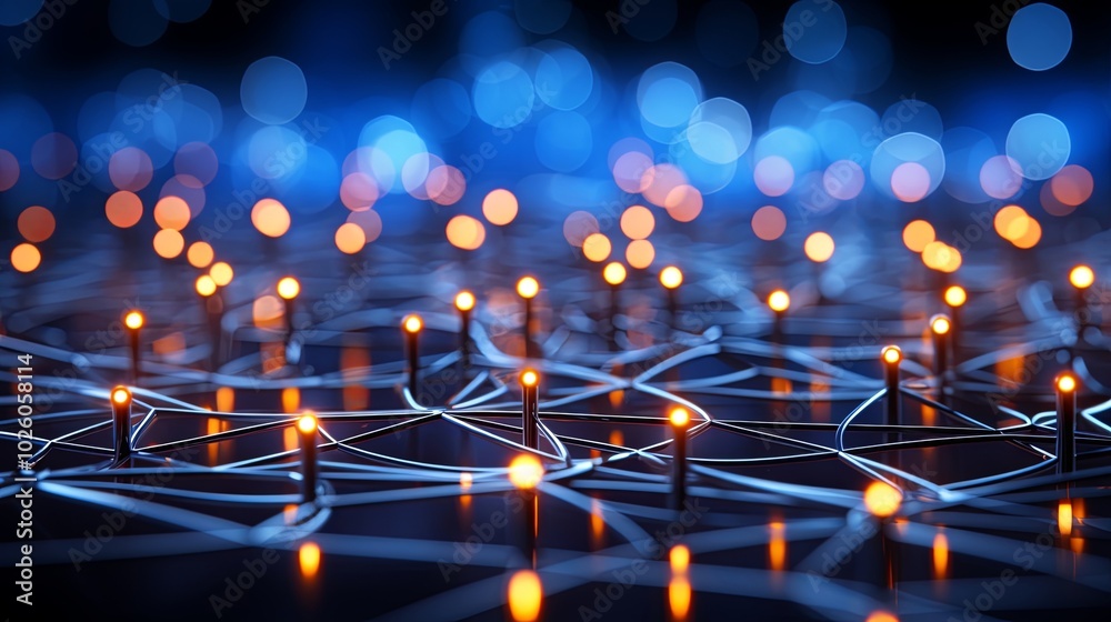 A web of interconnected glowing points, a visual representation of the intricate connections that underpin modern technology. A web of interconnected glowing points, a visual representation of the intricate connections that underpin modern technology.