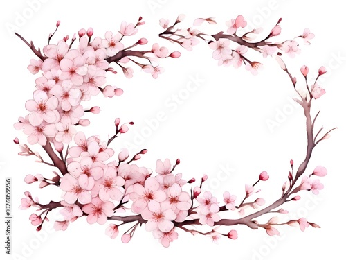 Cherry Blossom Sakura Flower Wreath Frame