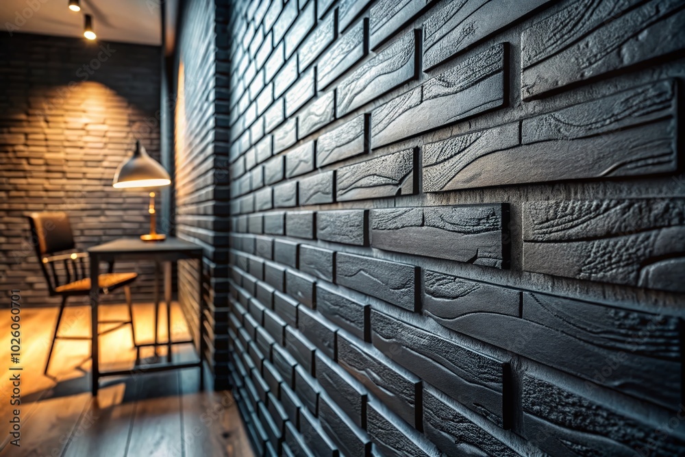 Obraz premium Black Brick Wallpaper Textures for Modern Interior Design Inspiration
