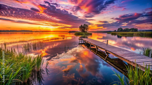 Wallpaper Mural sunrise over the river. sunset, water, sky, lake, nature, sunrise, landscape, sun, clouds, river, reflection, evening, cloud, blue, dusk, beautiful, tree, dawn, calm, summer, sea, morning, orange, hor Torontodigital.ca