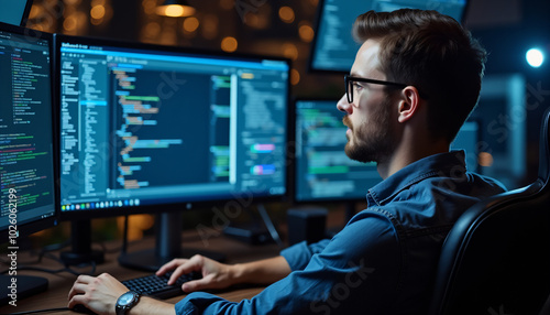 IT Specialist Working on Cybersecurity Monitoring