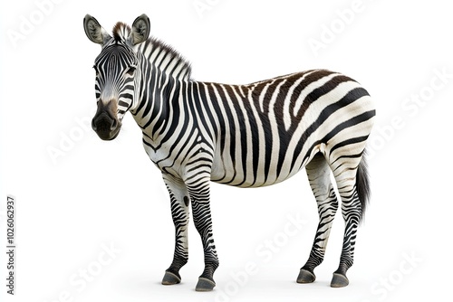 Beautiful zebra isolated over white background