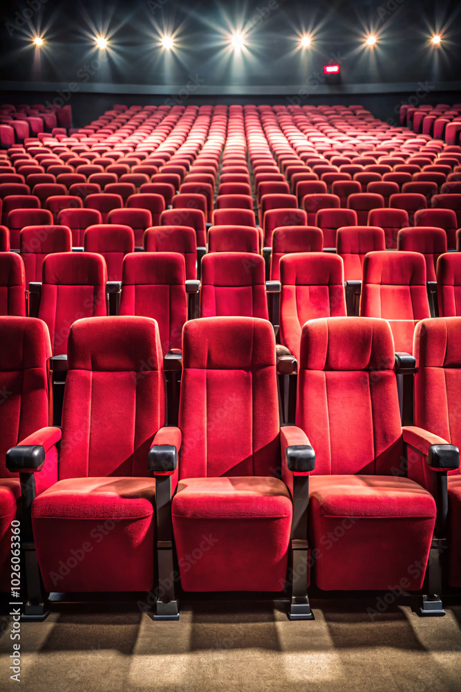 Obraz premium empty cinema auditorium. seat, chair, theater, empty, cinema, auditorium, chairs, red, row, seats, audience, hall, conference, movie, stadium, event, concert, room, seating, nobody, entertainment, int