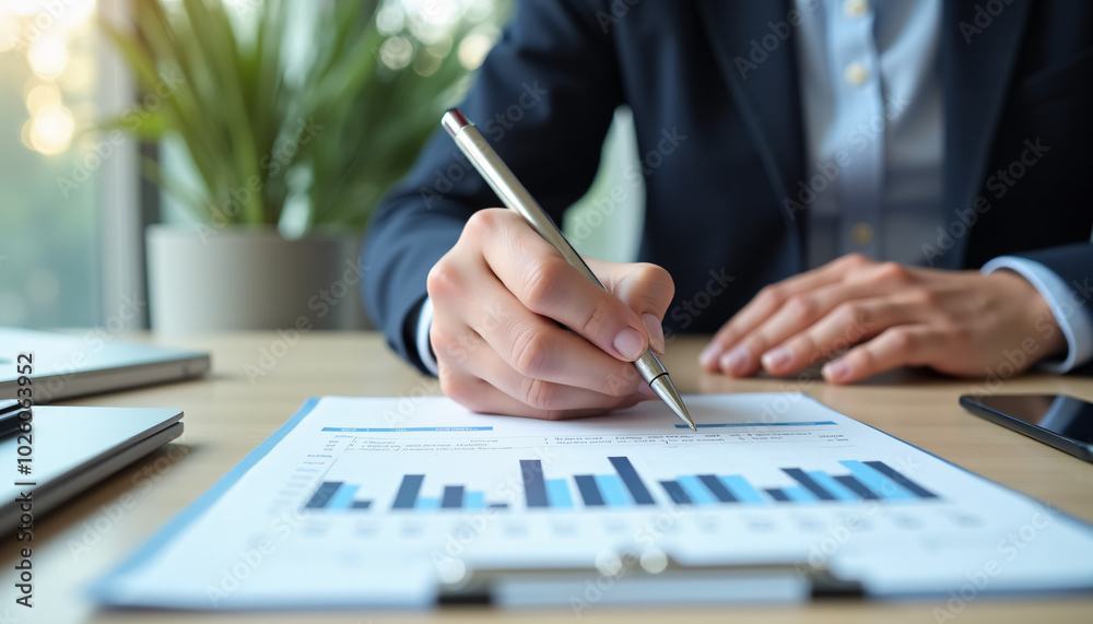 Businessman Reviewing Financial Charts
