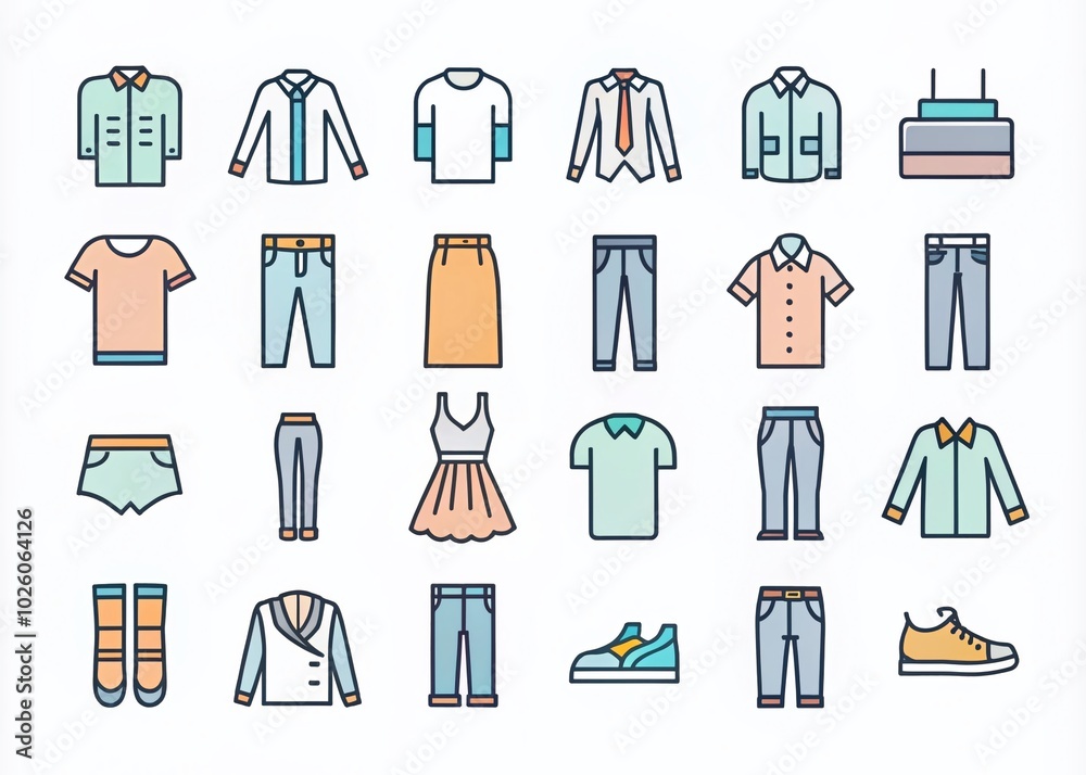 Clothing Line Icons Collection - Vector Illustration for Fashion Industry Clothing Line Icons Collection - Vector Illustration for Fashion Industry