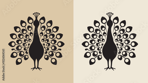 Peacock Silhouette Smooth Elements Design, any colorful change the Peacock Vector Illustration