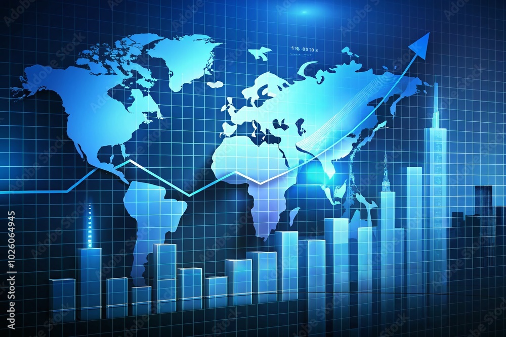 Business Growth Chart Overlaying China Map on Blue Background for Corporate Success Analysis Business Growth Chart Overlaying China Map on Blue Background for Corporate Success Analysis