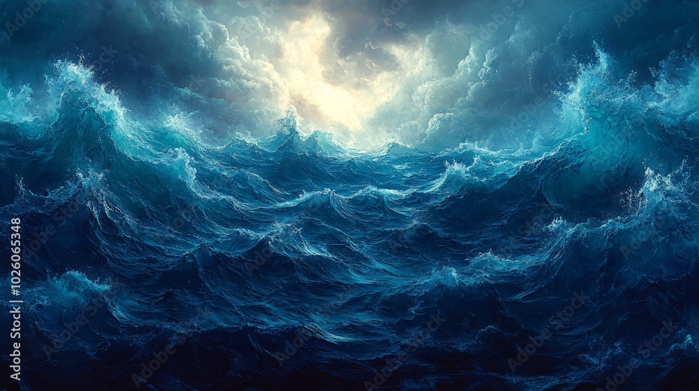 Fototapeta premium Dramatic Waves Under Stormy Sky