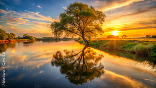 sunset on the river. sunset, lake, water, sky, landscape, nature, sunrise, river, sun, reflection, clouds, tree, morning, calm, beautiful, evening, dusk, blue, cloud, forest, summer, orange, pond, tre