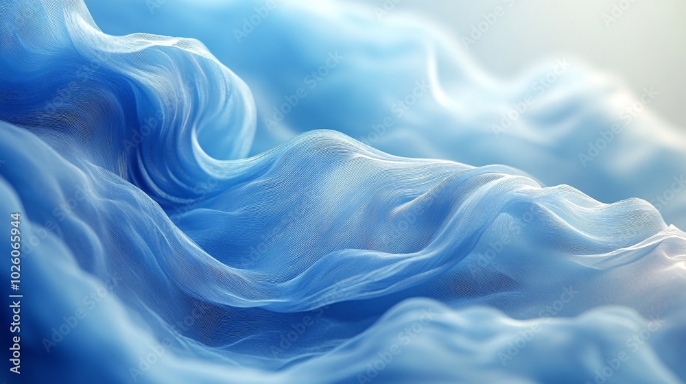 Obraz premium Fluid Blue Waves with Gentle White Lines
