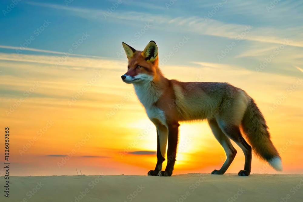 Capture a fox silhouetted against a twilight sky, its form sharp and focused as it hunts in the fading light.
Capture a fox silhouetted against a twilight sky, its form sharp and focused as it hunts in the fading light.
