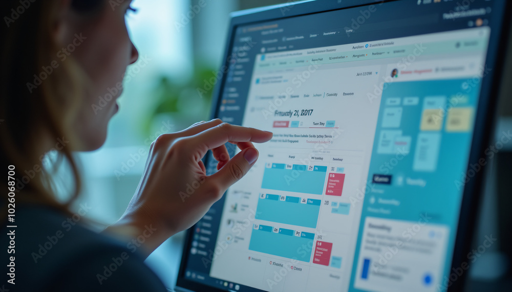 Employee Managing Tasks on Digital Planner Employee Managing Tasks on Digital Planner