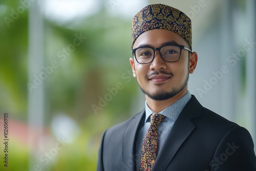 A Malay businessman in business suit and songkok photo