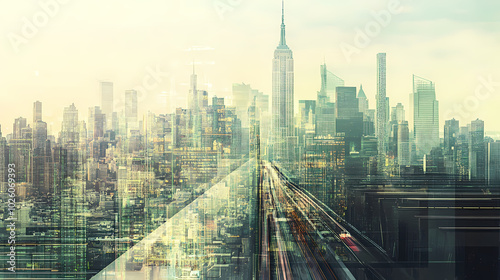 Generative AI, High-Tech Digital City Skyline with Real-Time Traffic and Energy Data
 photo