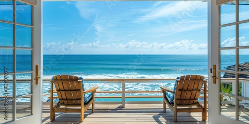 Wallpaper Mural Tranquil ocean view from a beach house balcony. Torontodigital.ca