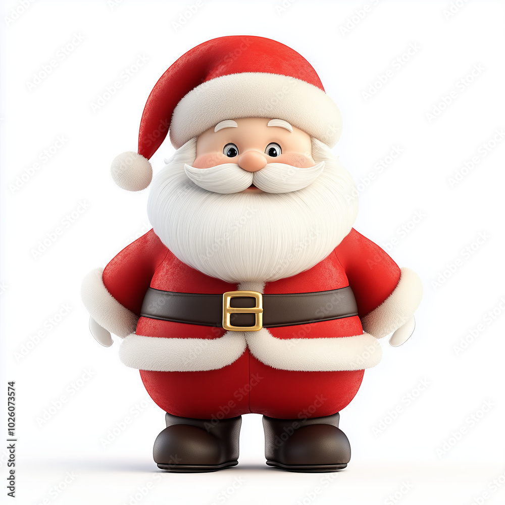 A friendly, cartoon Santa Claus with a big smile, wearing a red suit and a white beard. A friendly, cartoon Santa Claus with a big smile, wearing a red suit and a white beard.
