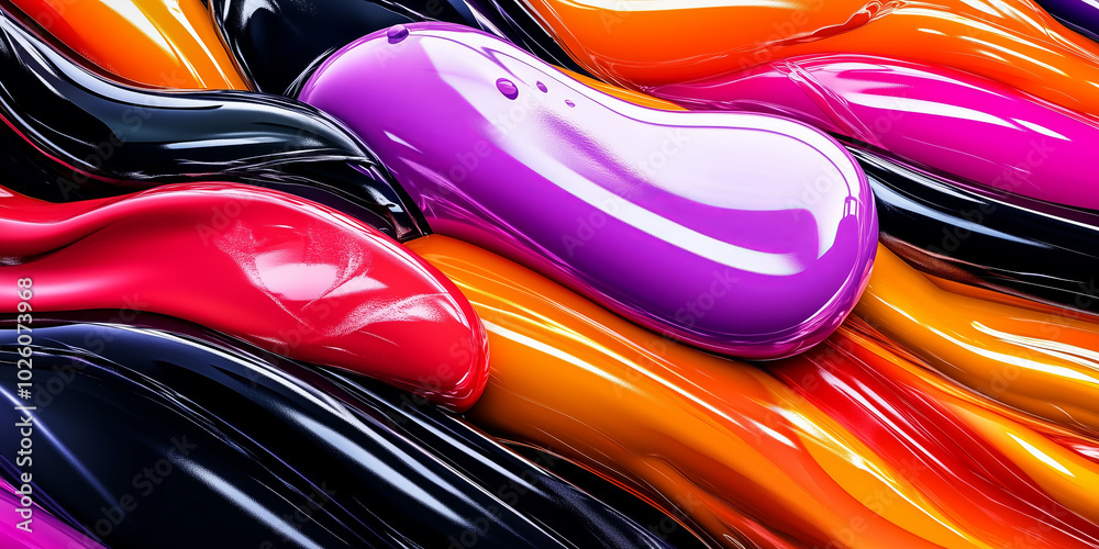 Glossy, vibrant abstract curves in a spectrum of colors. Glossy, vibrant abstract curves in a spectrum of colors.