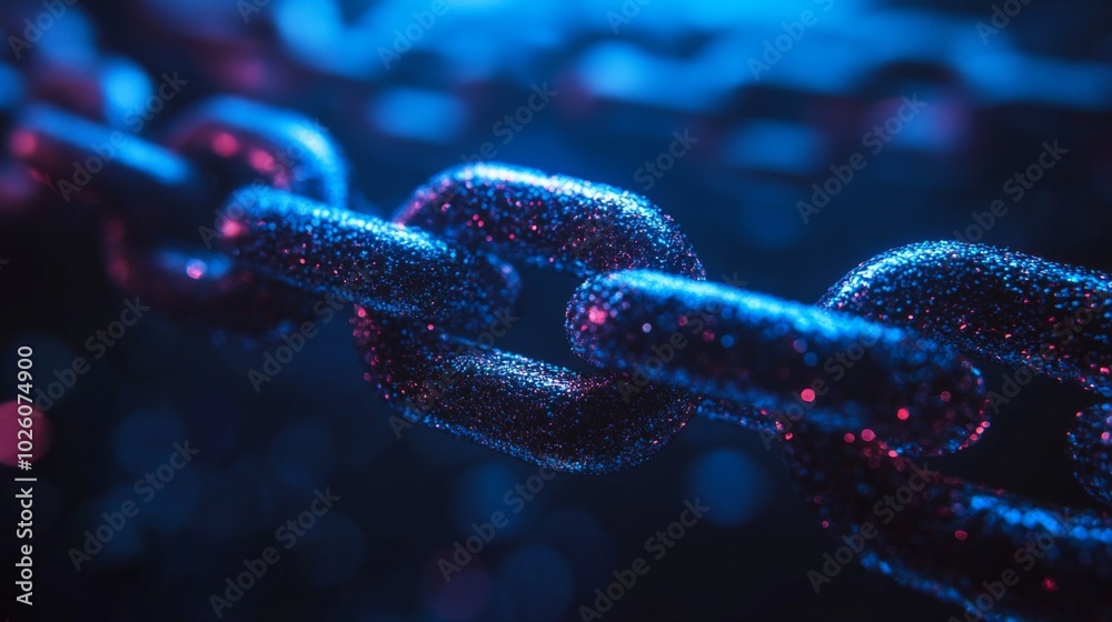 Glittering Chain Links in Neon Light