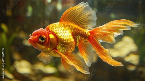 Vibrant Goldfish Swimming in Clear Water