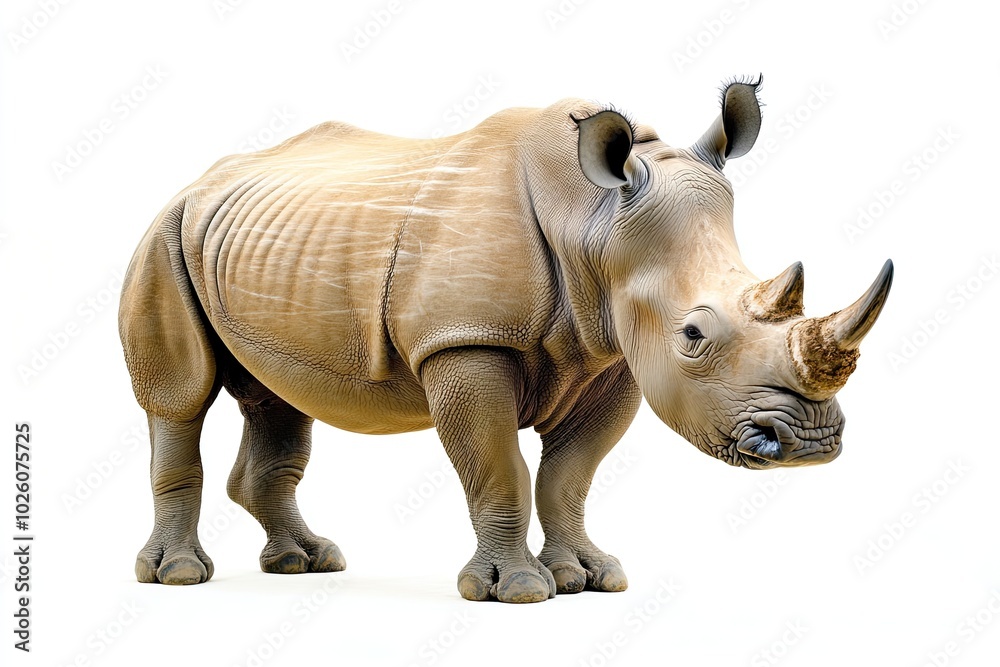 Obraz premium Portrait of a rhinoceros on white background